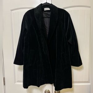 Vintage Dumas black velvet midi swing jacket evening coat whimsygoth, size M/L